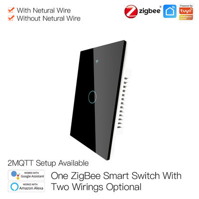 Zigbee स्मार्ट वाईफाई वॉल स्विच नो न्यूट्रल टच ग्लास स्क्रीन पैनल
